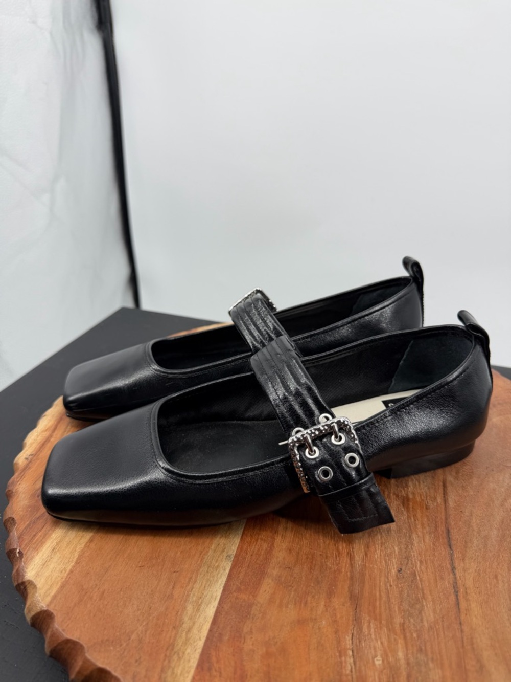 Dolce Vita Arora ballet flats black leather Mary Jane buckle sz 7.5 square toe - Picture 3 of 7